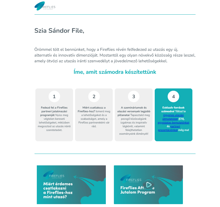 Email meghívás esetén ilyen levelet kap